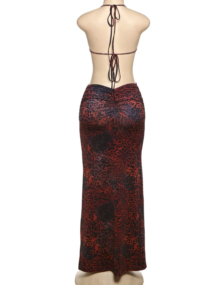 Weird Puss Rhinestone Chain Dress Women Y2K Glitter Ruched Waistless Knot Backless Birthday Midnight Party Sexy Club Vestidos