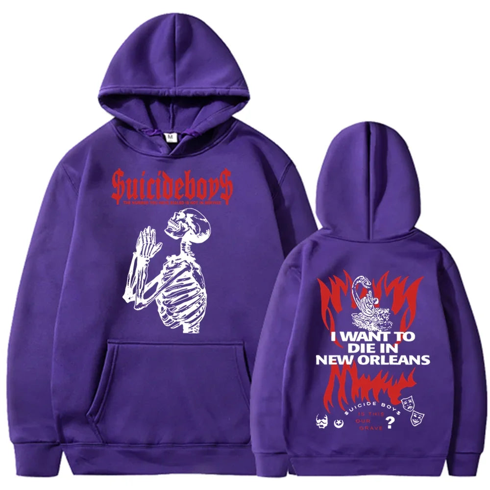 2025 new hoodie Suicide boy Wearing a hood, I want to die in New Orleans, super fashionable hoodie