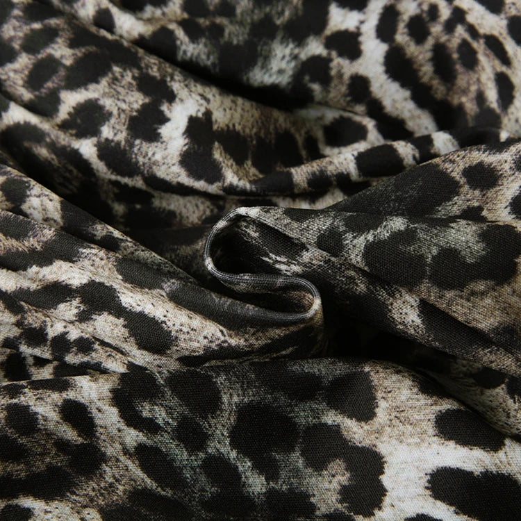 STYLISH LADY Leopard Printed Bud Dress 2025 Spring Strapless Backless Patchwork Sexy Club Party Mini Vestidos De Festa