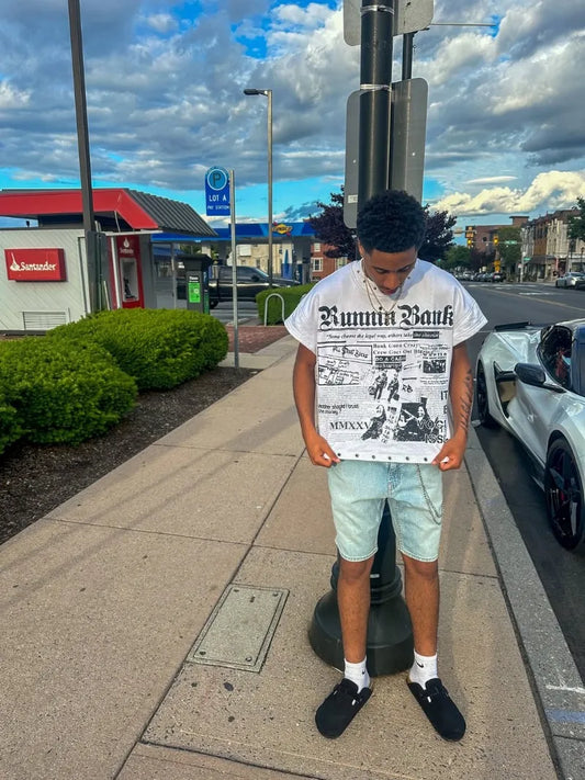 Y2K Harajuku hollowed-out pattern printed fashionable couple T-shirts retro Gothic loose shirts hip-hop trend punk short sleeves