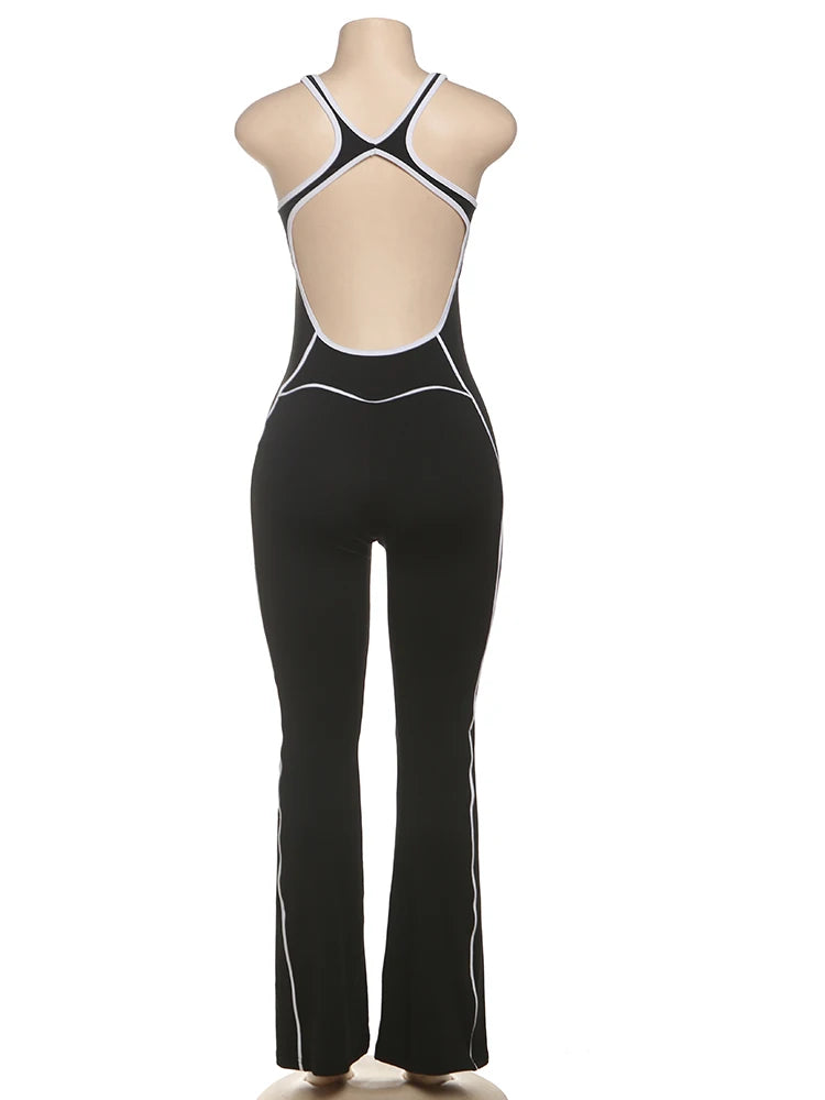 Weird Puss Sporty, lady's Jumpsuits Fitness Casual Summer O-neck Sleeveless Skinny Overalls Active Workou Overall