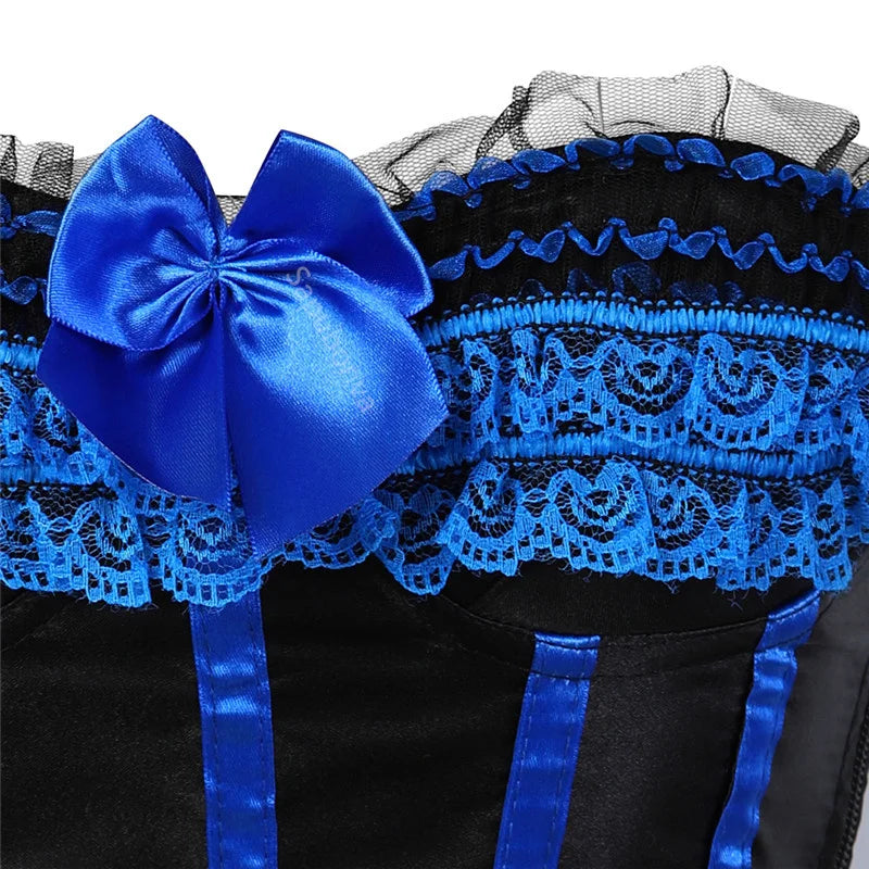 Sapubonva Lace up corsets bustiers top sexy satin overbust corset striped ladies satin halloween big size red black pink korsett