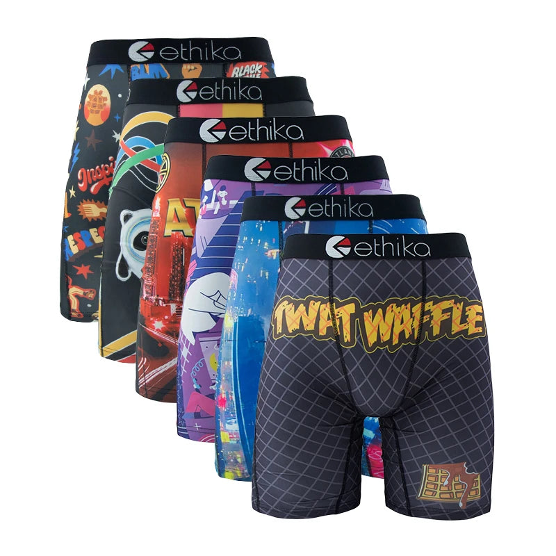 Ethika Men's 6 Pack Breathable Printed Boxer Shorts Plus Size