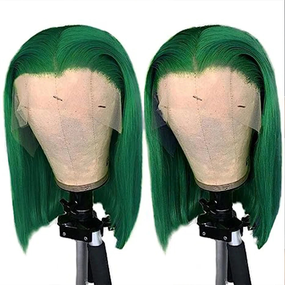 Dark Green HD Lace Frontal Wigs Short Bob Wig Lace Front Wigs 13x4 Colored Pink Grey Straight Wig Human Hair Lace Front Wigs