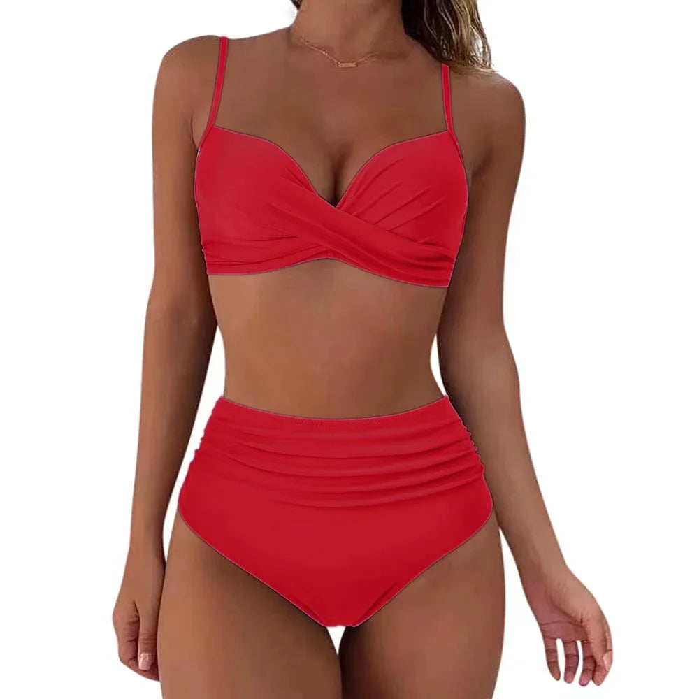 Vintage High Waist Bikinis 2025 Push Up Swimwear Printed Swimsuit Beachwear Summer Bathers Bathing Suit Swimming