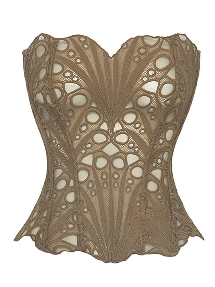 Lace double-layer corset palace style ins-inspired print body-shaping garment multi-colored sexy slim-fitting