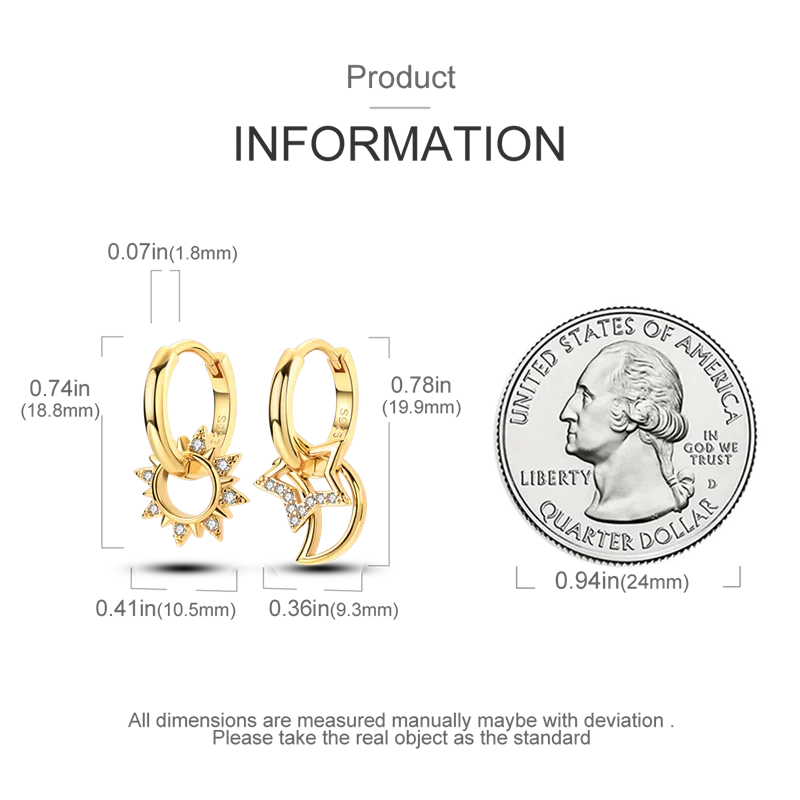 Fashion Gold ladies Hoop Earring 925 Sterling Silver Sparkling Zircon Round Ear Stud Earrings Fine Jewelry Lover Anniversary Gift
