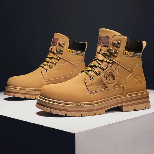 Lace-UP High Quality Fashion Man Outdoor Free Shipping 2024 New Footwear Male Brand Leather Shoes for Men Work Safety Mid-top