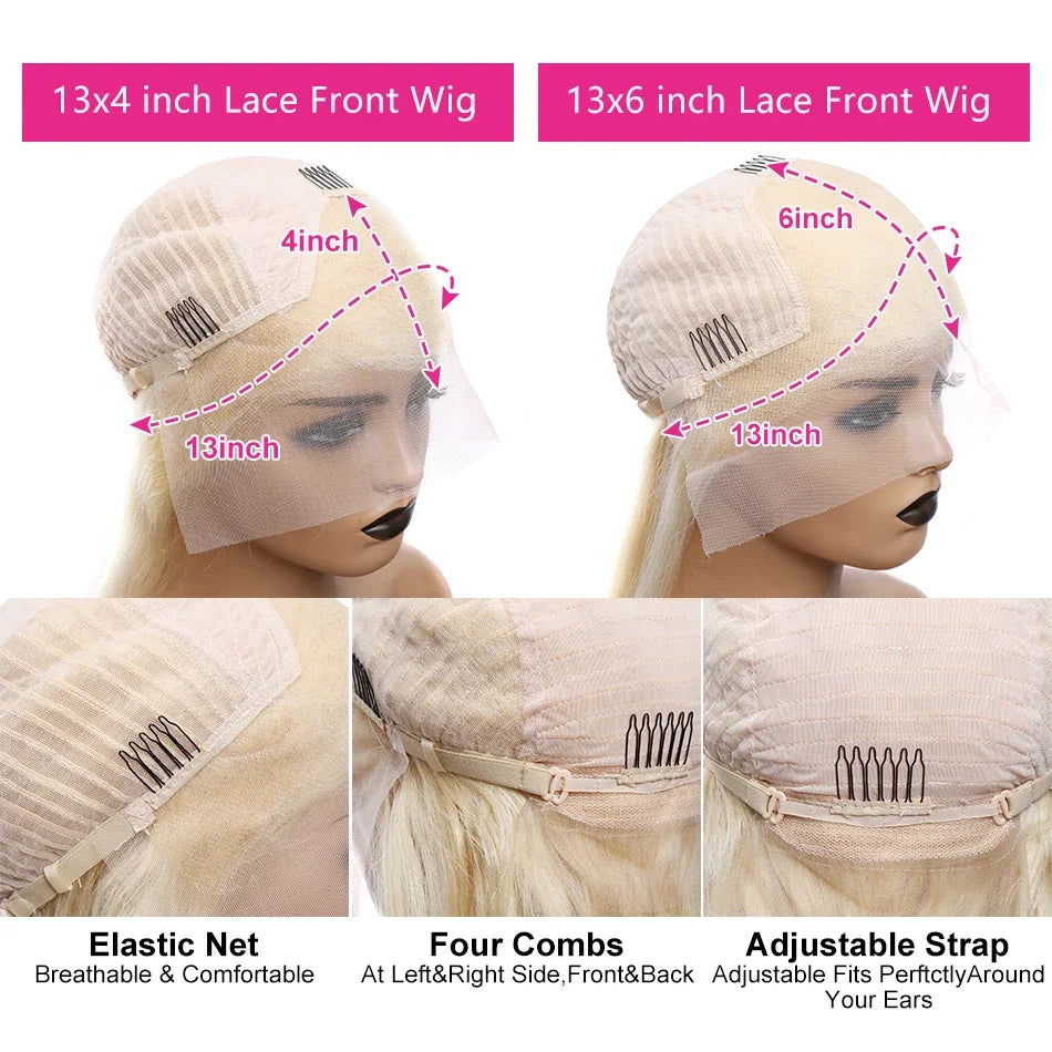 250 Density 613 Honey Blonde Color Straight 13x6 Lace Front Human Hair Wigs For Women 13x6 Transparent Frontal Wig