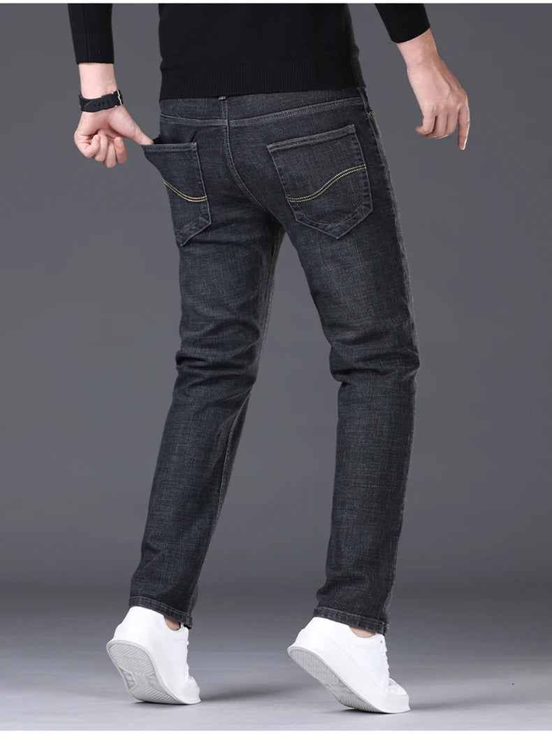 2024 Spring/Summer Men's Comfortable and Versatile Breathable Slim fit denim pants in three colors: straight leg thin pants