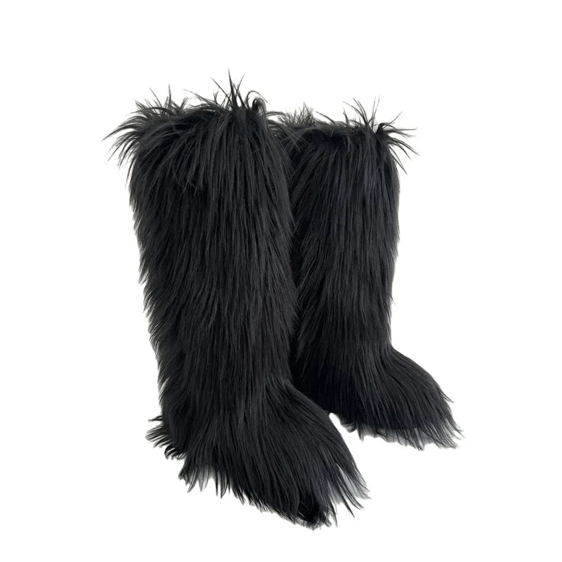 HLJ&GG Trend Y2K Two Piece Sets Women Fur Feather Halter Waistcoat Fashion Backless Lace Up Legs Cover Streetwear Clothing 2025