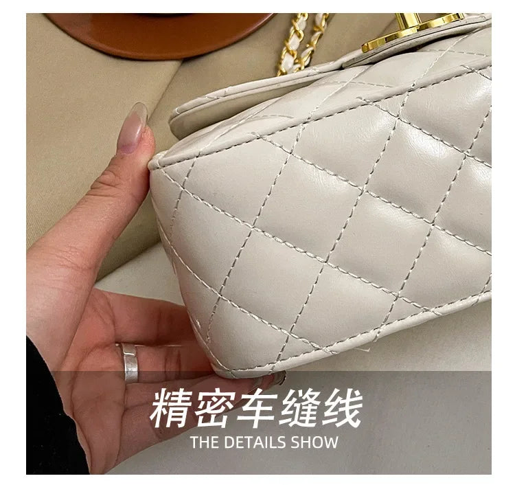 2025 New Women's Light Luxury Chain Square Bag Trendy Crossbody Shoulder Design | Versatile Handy Small Purse for Daily/Evening