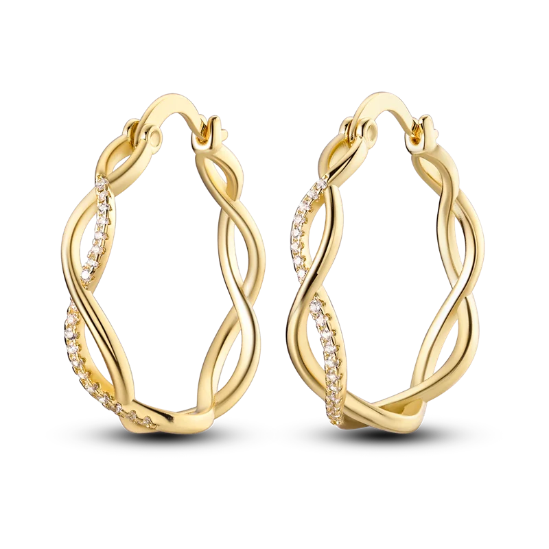 Fashion Gold ladies Hoop Earring 925 Sterling Silver Sparkling Zircon Round Ear Stud Earrings Fine Jewelry Lover Anniversary Gift