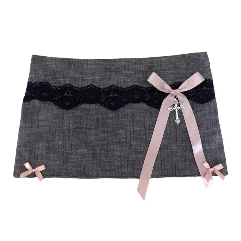 Gothic Pattern High Waist Slimming Mini A-line Skirt Stylish High Street Trend Mini Skirt Street Hot Girl Y2k Mini Skirt