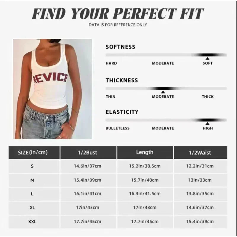 Ladies Sleeveless Vest Design American Letter Print Spice Girl Summer New Short Outerwear Top Slim Suspenders