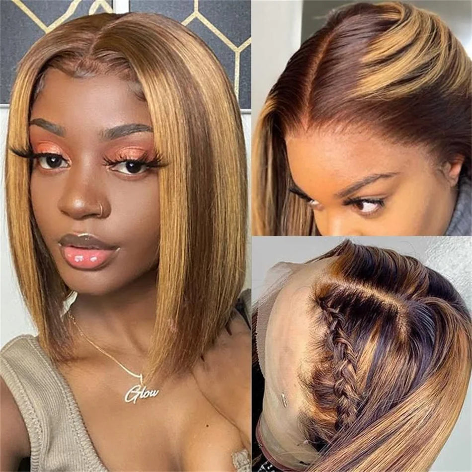 13x4 Nave Blue Bob Wig Colored Lace Front Human Hair Wigs Short Bob Wig Dark Blue Bone Straight Lace Frontal Wig 100% Human Hair