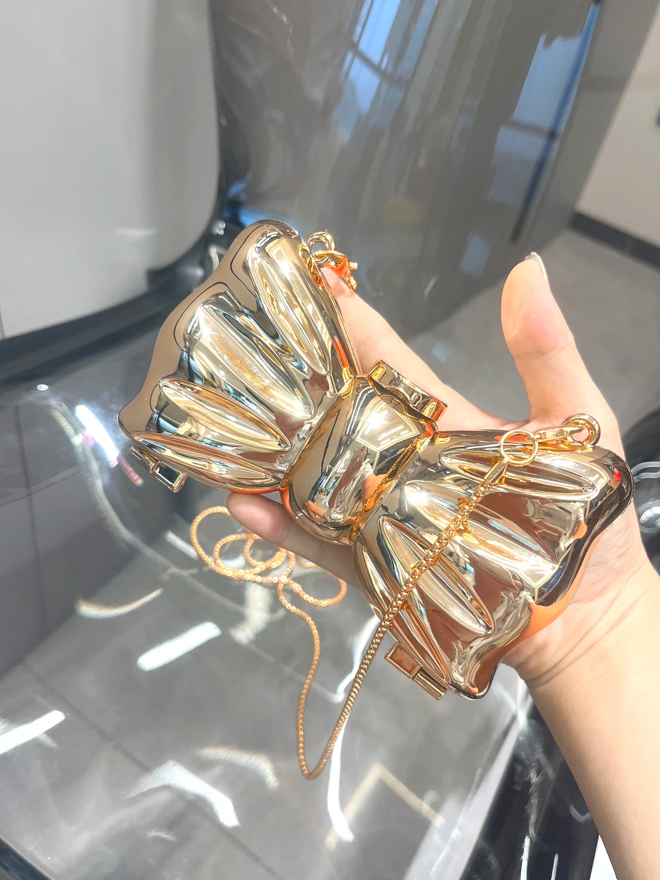 Golden Evening bag Purses and handbag luxury Designer shoulder bags funny shape Party Wedding Round Acrylic Shiny Clutch purse