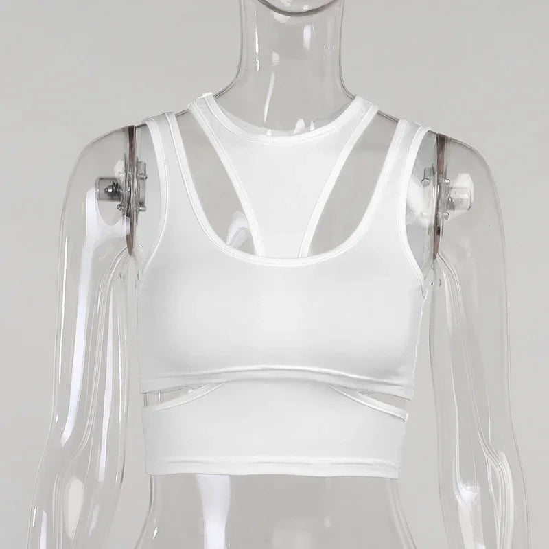 Sexy Tank Top Wrap Chest Hollow Out Halter Crop Tops Women Sleeveless Cropped Vest Camisole Tube Top Female