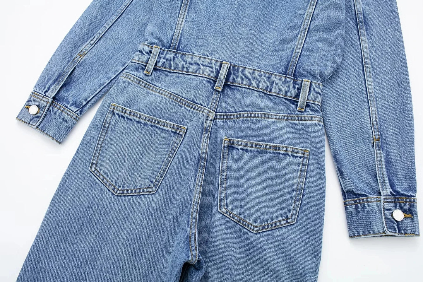2023 New Woman Jeans Jumpsuit Long Sleeves High Waist jeans Bodysuit Notched Fashion Playsuit Jumpsuits