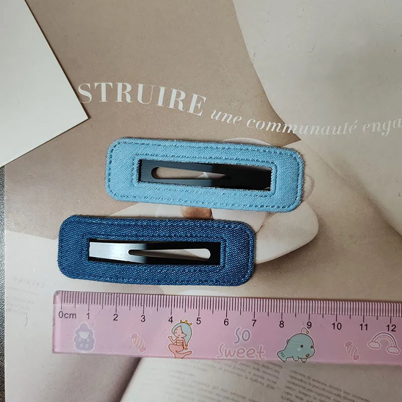 2pc Hot Fashion Denim Heart Star BB Hairpin Hair Side Clips for Women Girls Child Gift Hair Accessories Headwear Ornament