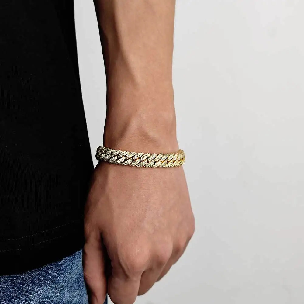 Rapper Chain Hip Hop Accessories Male 10mm Double Row Zircon Bubble Cuban Personality Men