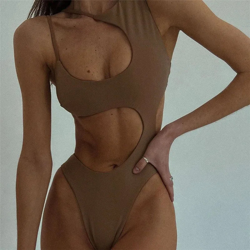 Sexy Sleeveless Cut Out Bodysuits For Women Summer Beach Holiday Tops One Piece High Rise Bodysuit Rompers Clothes Swimsuit