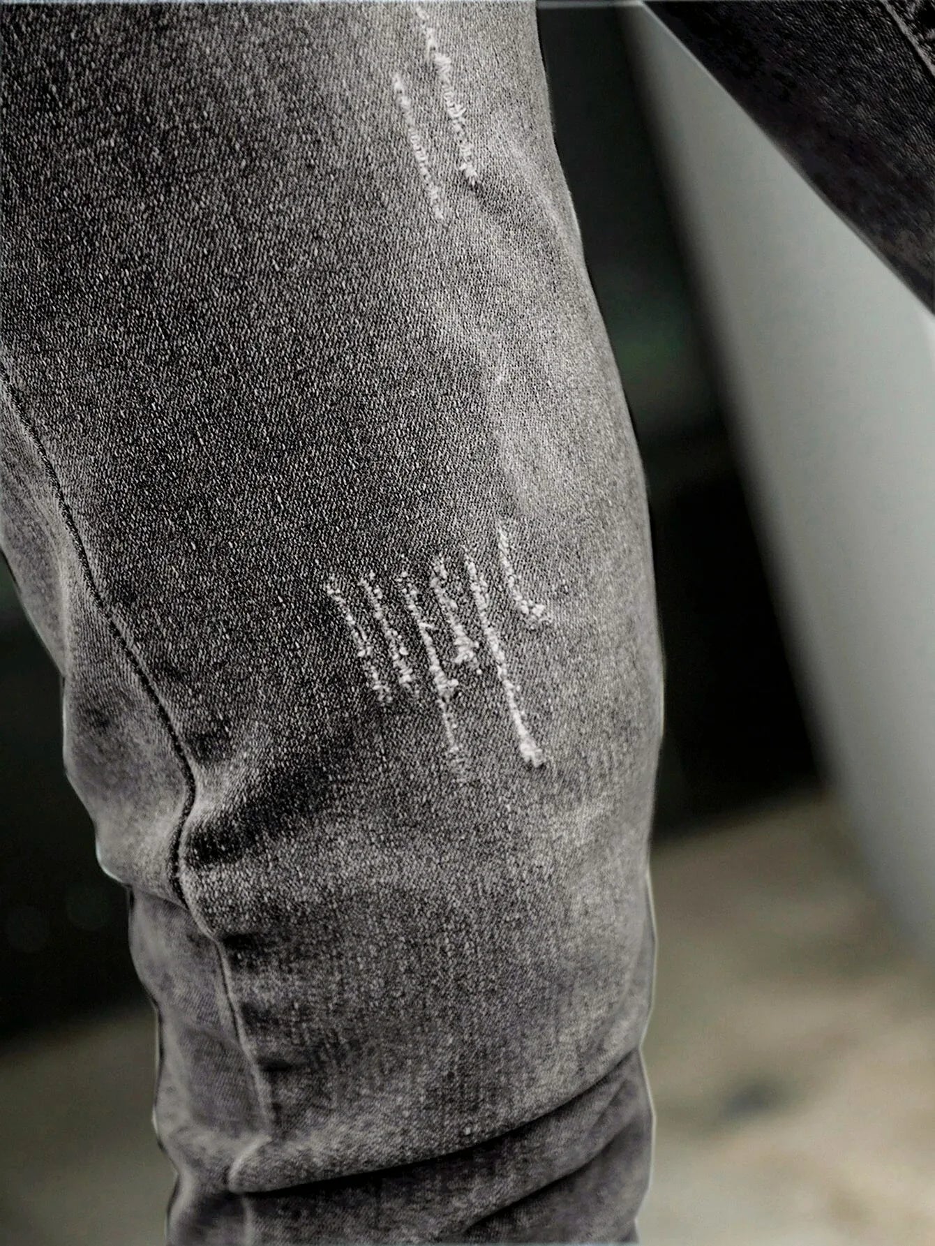 1 Piece of Men's Four-Season Snowflake Washed Fashion Jeans, Stretch Slim Fit Light Gray Dark Black Casual Denim Pants, Normcore and Fashionable, Suitable for Everyday Wear