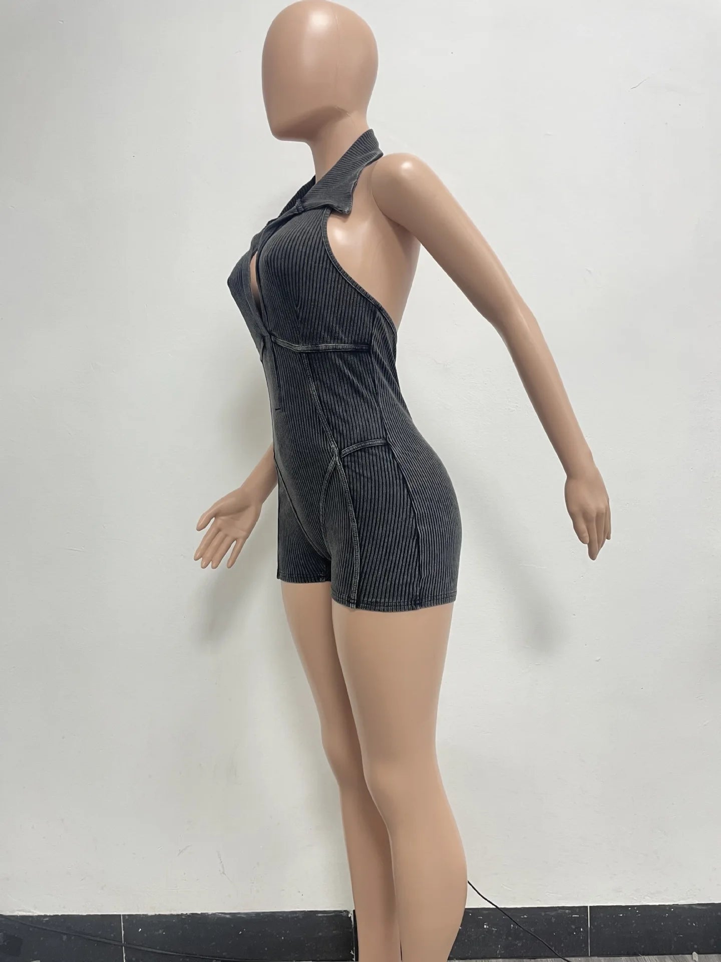 HLJ&GG Sexy Ribber Deep V Bodycon One Piece Rompers Women Sleeveless Backless Slim Jumpsuits Fashion Solid Color Overalls 2025