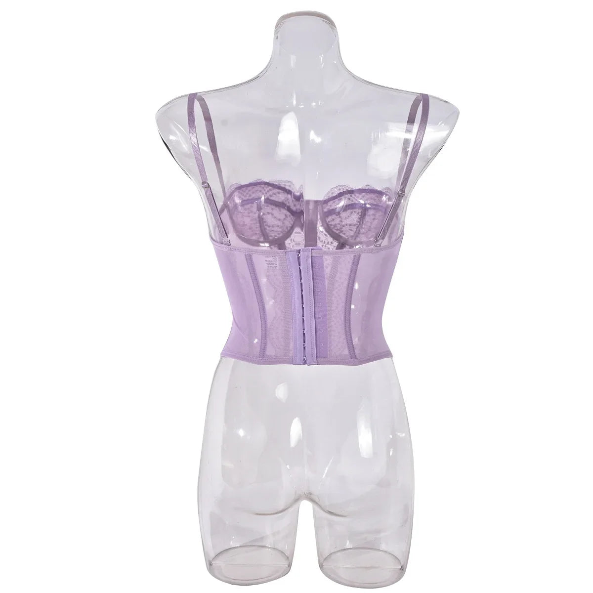 Sexy Lace Mesh Spaghetti Strap Open Back Boned Corset Women Summer Slim Lingerie Bodyshaper Bustier Camisole Halter Vest