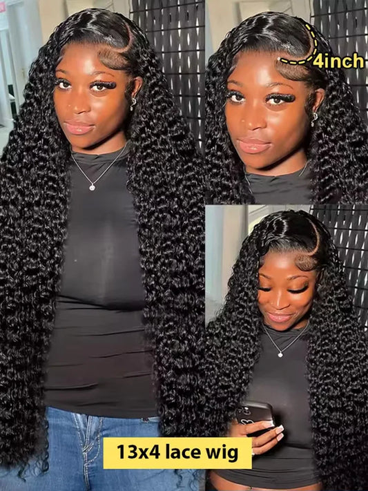 250 Density Transparent HD Human Hair Wig 30 32 40 Inch Deep Wave 13x4 Curly Lace Front 13x6 Water Wave Lace Frontal Wigs