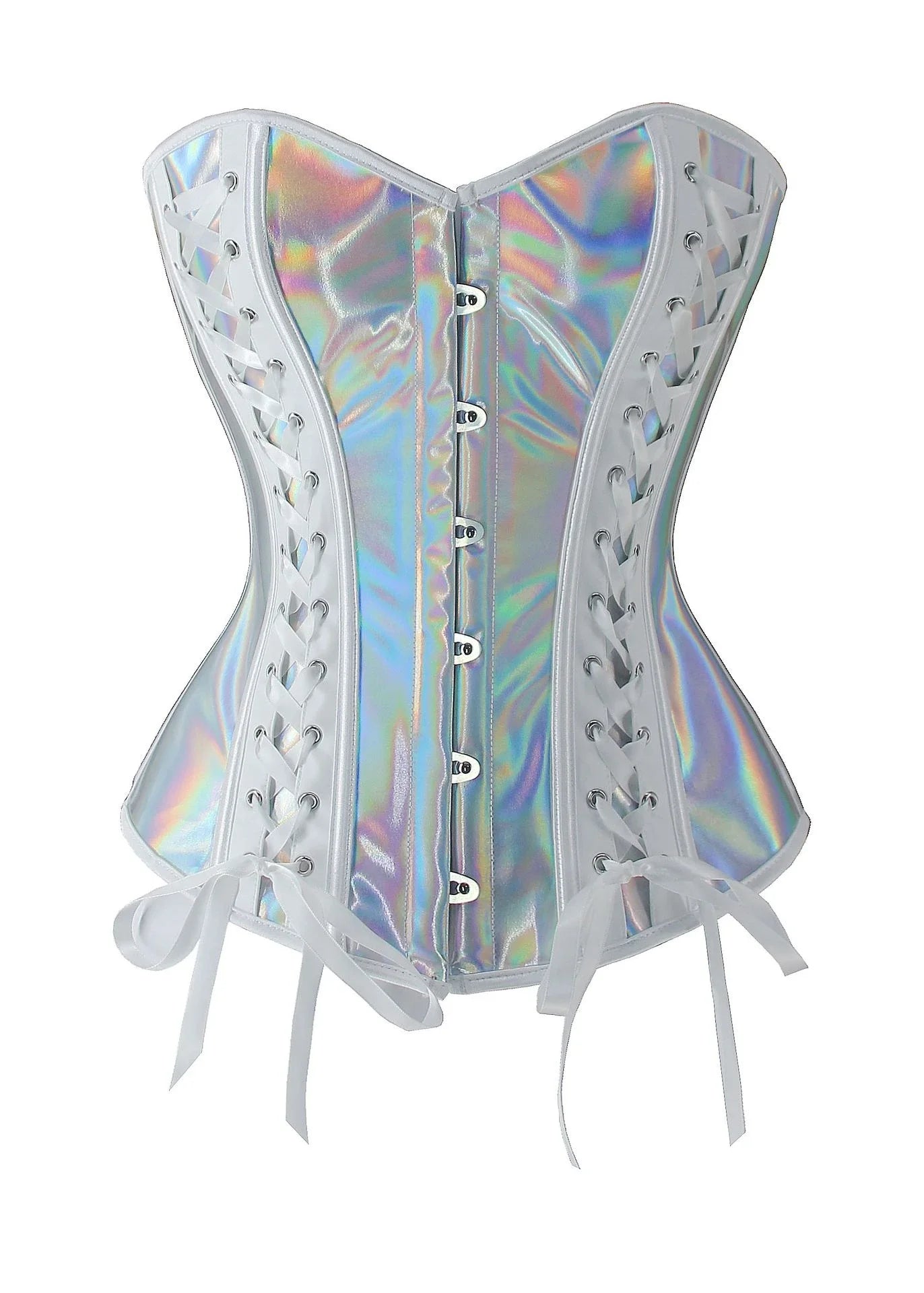 Silver PU Leather Corset Top Women Gothic Overbust Steampunk Corset and Bustier Women Sexy Corselet Clubwear