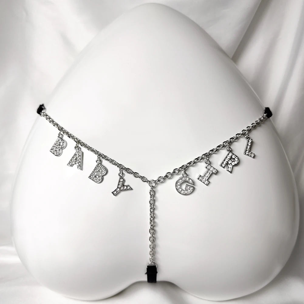 Customize Name Crystal Letters Waist Body Chain for Women Sexy Leopard Underwear Thong Body Jewelry Valentine's Day Gift
