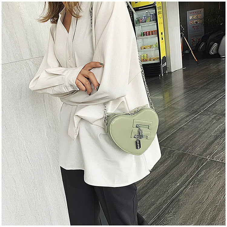 Gothic Heart Blade Zipper Chain Crossbody Bags for Women Girl Casual Shoulder Purses Handbags Techwear Summer Wallet Goth