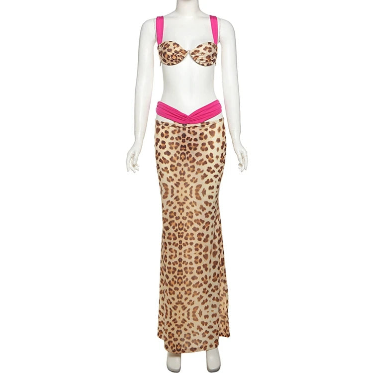 STYLISH LADY Contrast Color Printed 3 Piece Set Women Bikinis and Cover Up Skirt Suits 2025 Summer Holiday Beach Swim Outfits