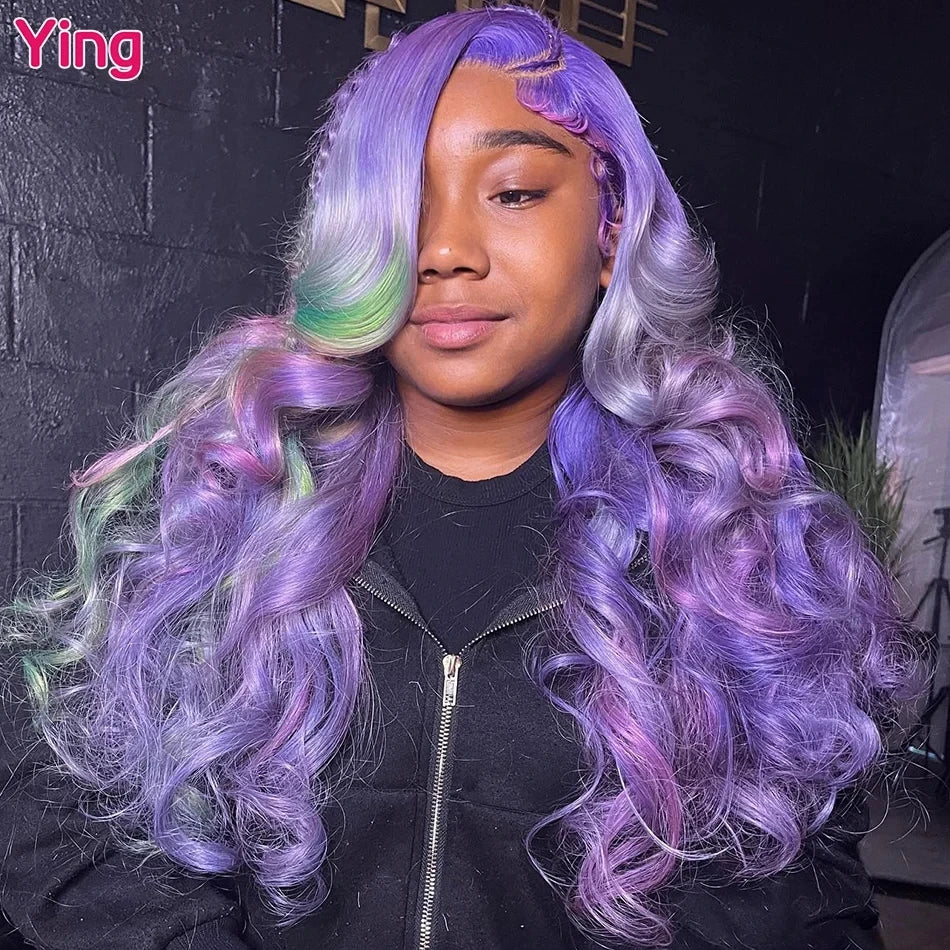 Ying Body Wave Lavender Purple 13x4 Lace Front Human Hair Wigs 13x6 Lace Frontal Wig Pre Plucked Brazilian Remy 613 Wig