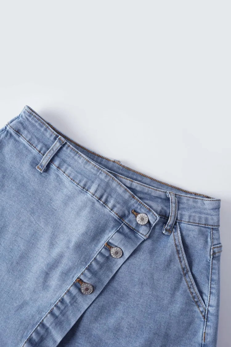 Women's jeans Shorts High Waisted Asymmetric Button Detailing Ideal for Trendy Summer Outfits Casual Occasions