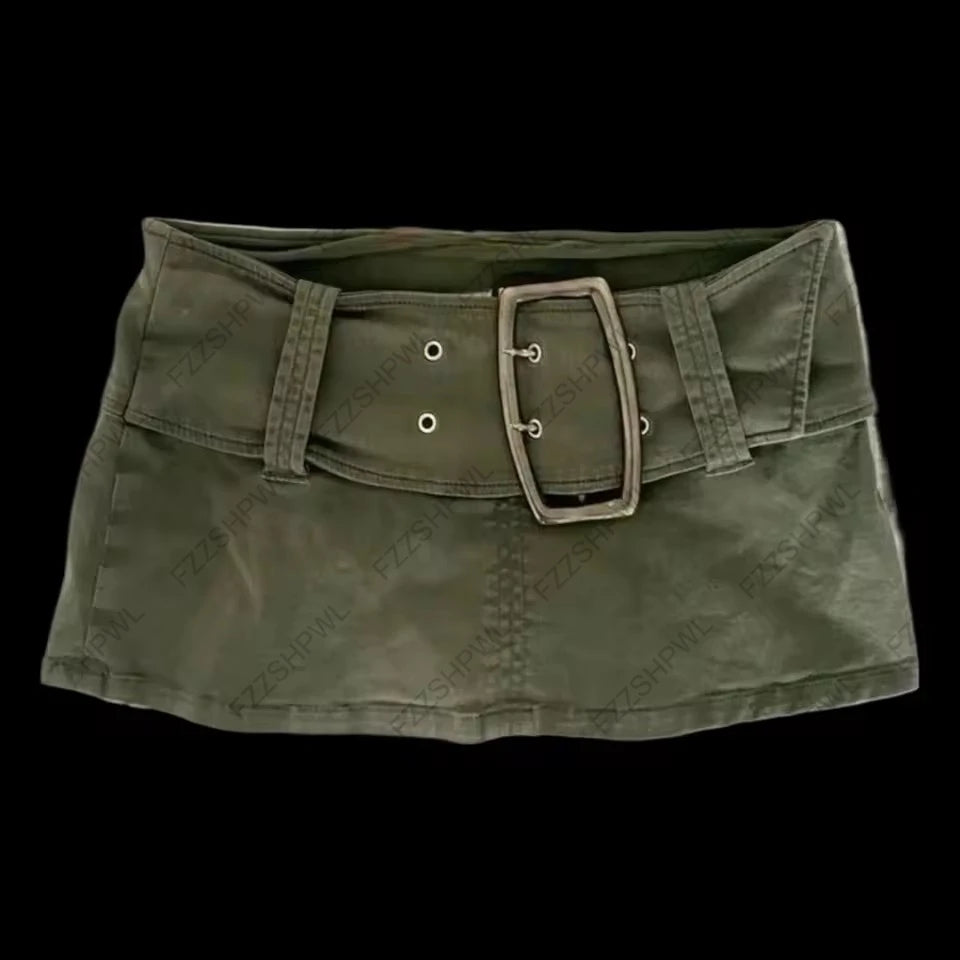 Y2K High Street grey A-line skirt women's wear Harajuku hot Girl Sweet guy characteristic style slender elastic Cool jeans skirt
