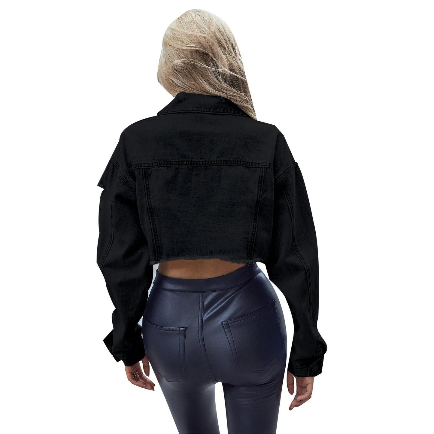 Women Clothing Single Breasted jeans Coat Long Sleeve Turn Down Washed Jackets Loose Fit Cardigan Streetwear Solid Pockets