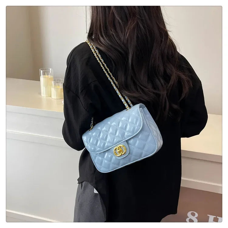 2025 New Women's Light Luxury Chain Square Bag Trendy Crossbody Shoulder Design | Versatile Handy Small Purse for Daily/Evening