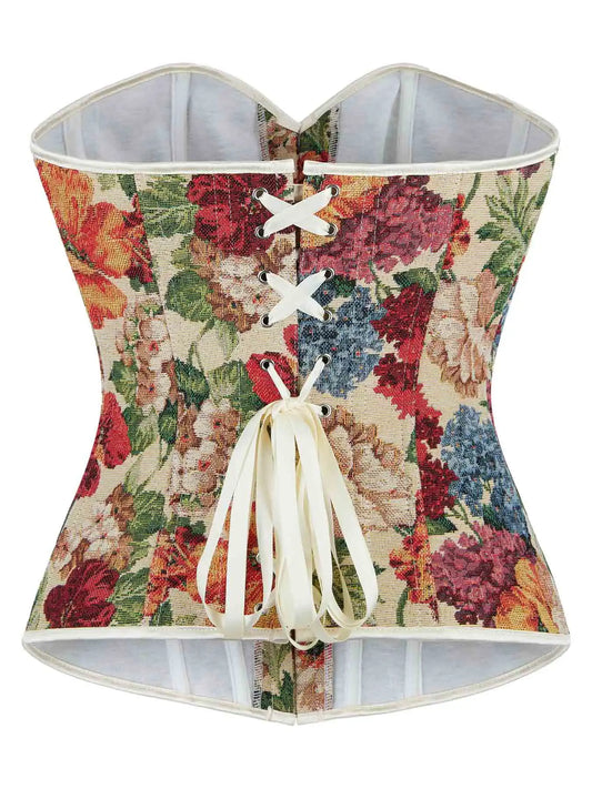 Spring new court Corset Jacquard tube top lace-up body shaping coat