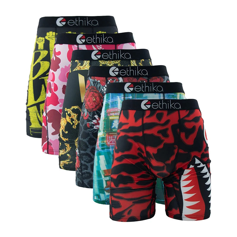 ETHIKA Men's 6 Pack Breathable Printed Boxer Shorts Plus Size