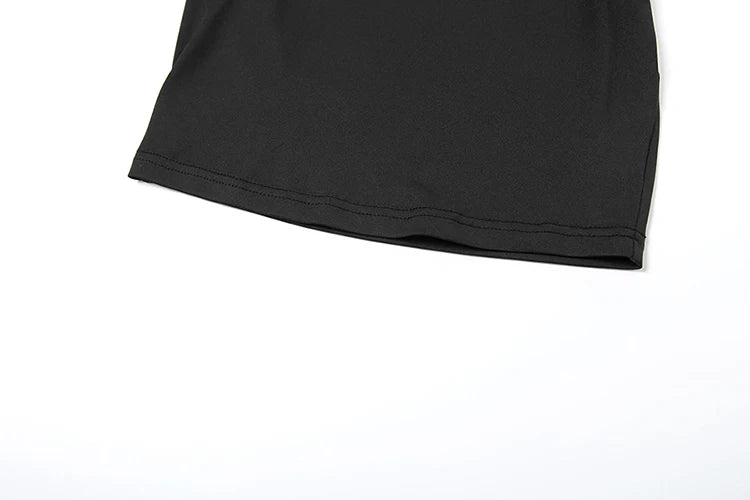 Weird Puss Casual 2 Piece Set Women Letter Print Shorts Sleeve Crop Tops+Puffy Skirt Simple Basic Matching Streetwear Outfits