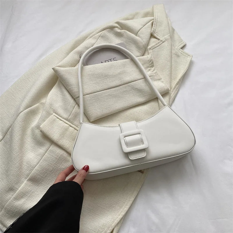 Fashion Solid Women's Shoulder Bag Artificial Leather Square Underarm Bags Ladies Handbags For Daily Used and Gift