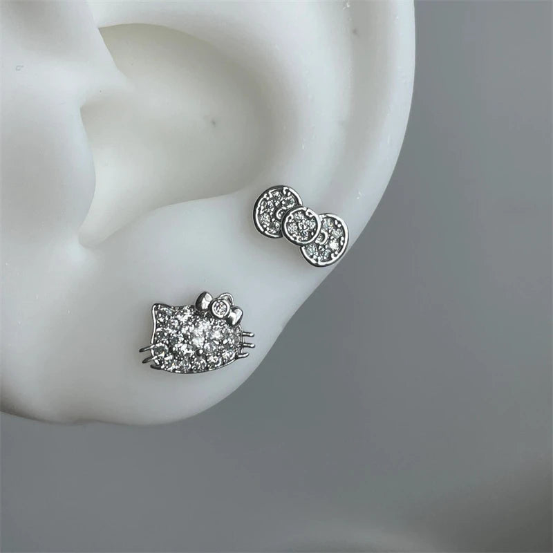 1PCS 1.2mm Bowknot Ring Stainless Steel Ear Bone Nail Shiny Screws Earrings Y2K Hottie Cochlea Piercing Body Jewelry