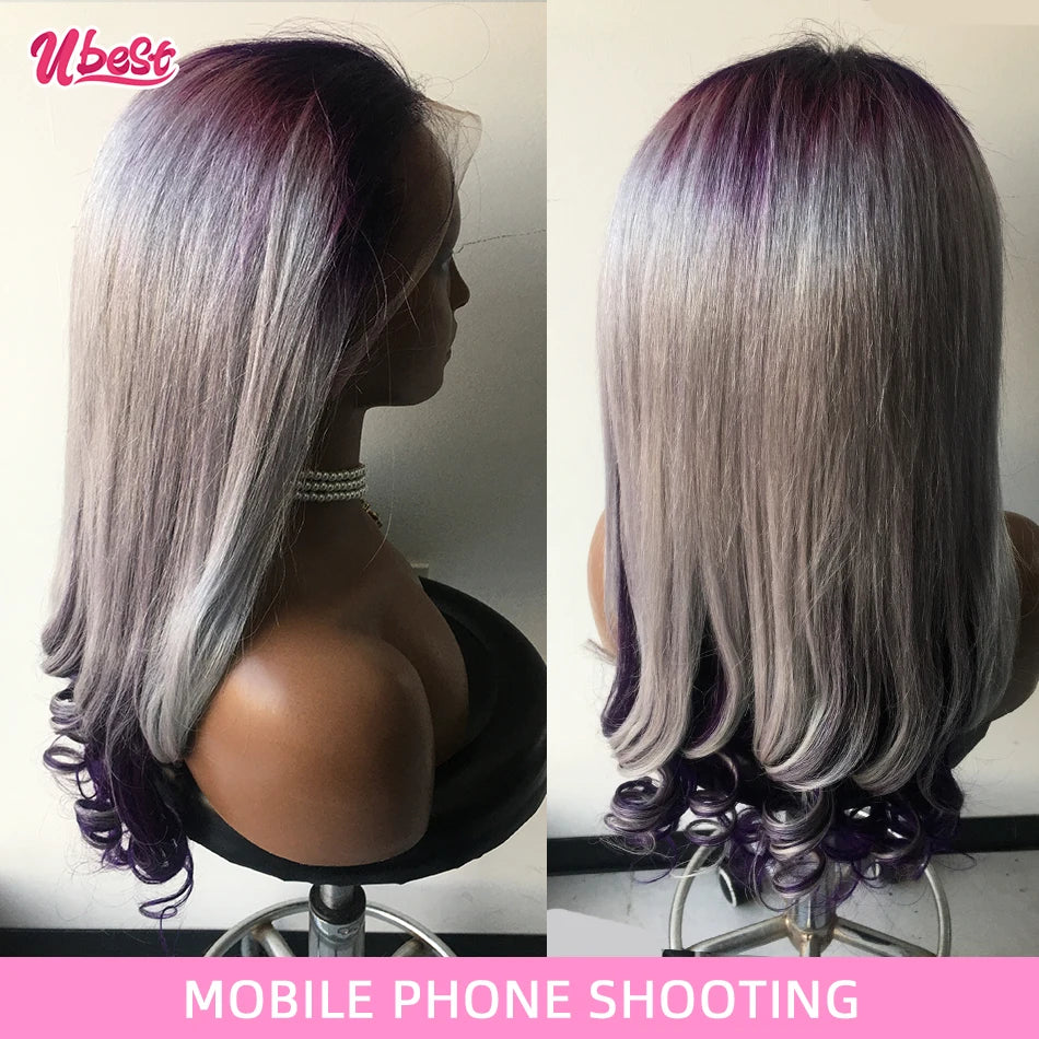 13x6 Ombre Purple 613 Color Body Wave Lace Front Human Hair Wigs 180% Brazilian Body Wave Transparen Lace Frontal Wigs For Women