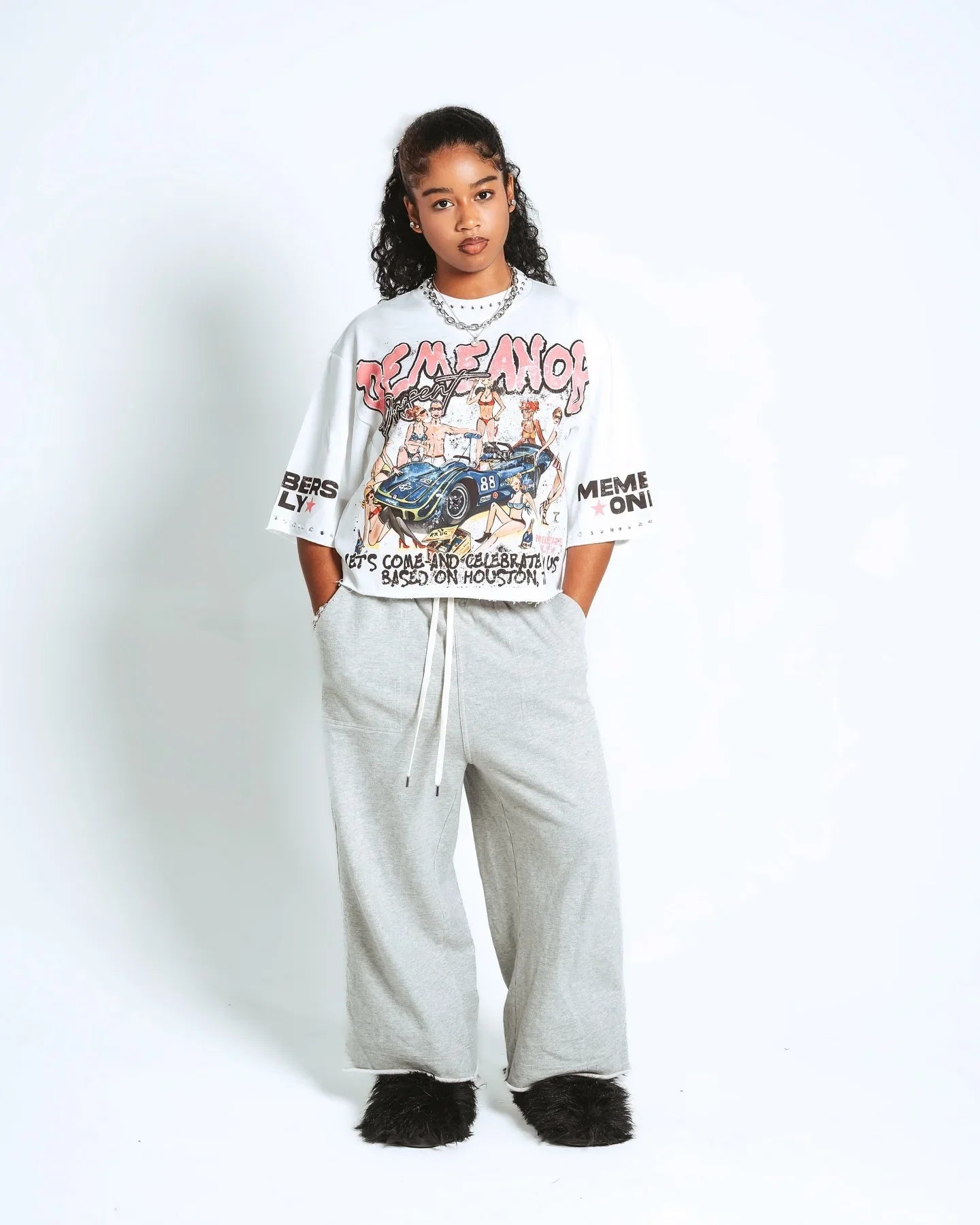 Ladys Harajuku Klein Stone Embroidery Crop Tees Y2k Gothic Graphic Hip Hop Print Long Sleeves T Shirts Cotton Loose Tops