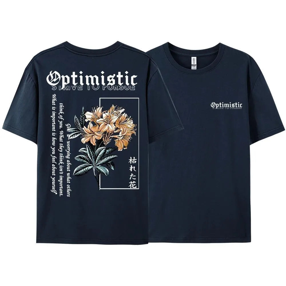 Summer men's breathable and comfortable round neck T-shirt optimistic and enterprising Harajuku printed outdoor casual top