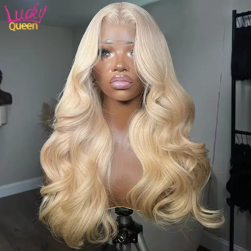Fluorescent Bright Green 180 Density 13x6 613 Colorful Wigs Body Wave Human Hair Pre Plucked For Women Transparent Lace Frontal