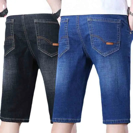 2025 New Summer Men's Denim Shorts New Thin Soft Comfortable Business Casual Straight Short Jeans Black Blue Brand Man Clothing