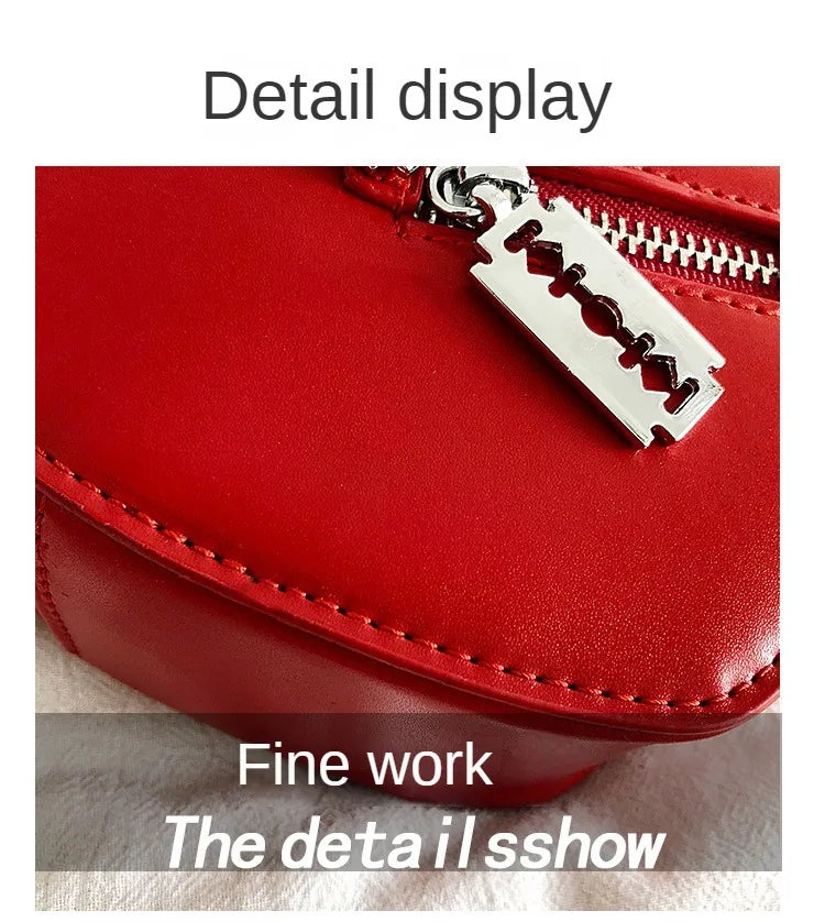 Gothic Heart Blade Zipper Chain Crossbody Bags for Women Girl Casual Shoulder Purses Handbags Techwear Summer Wallet Goth